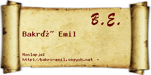 Bakró Emil névjegykártya